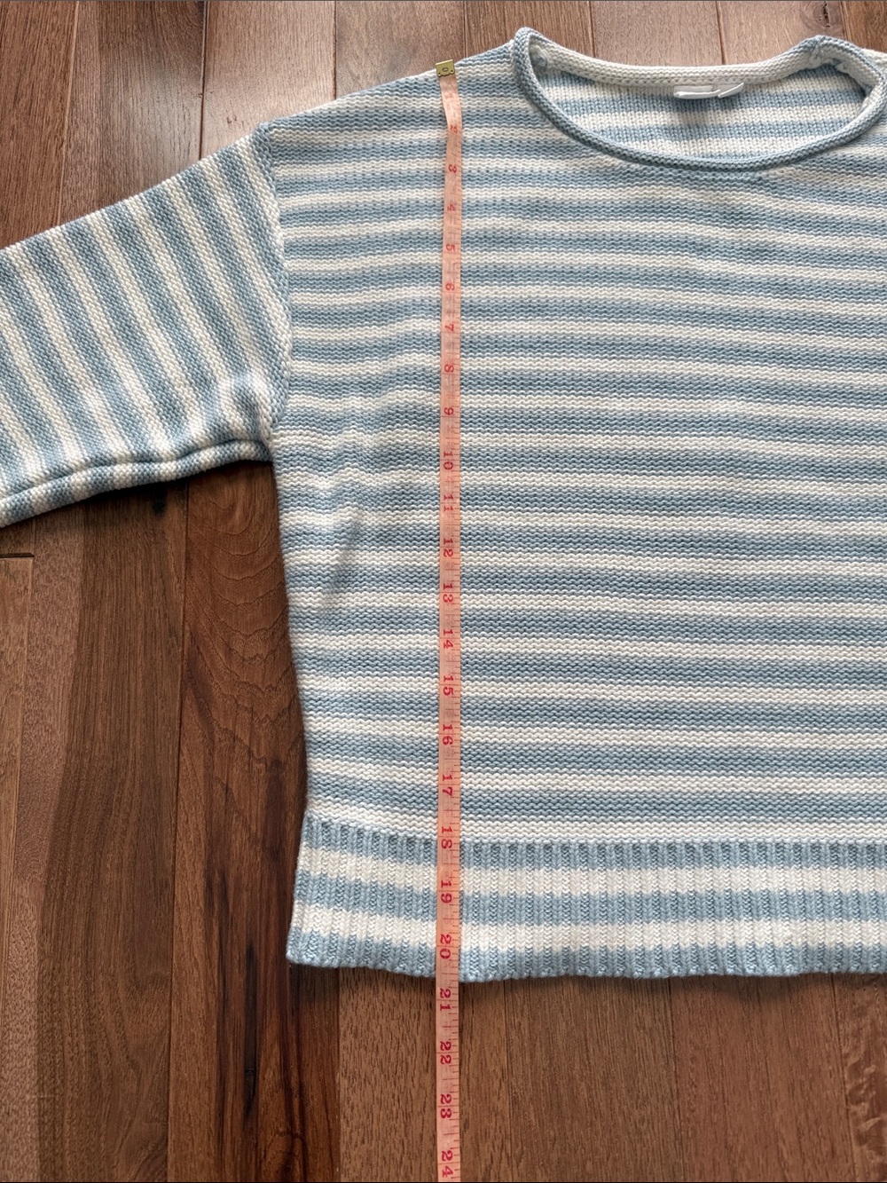 Gap 100% cotton roll neck baby blue white striped sweater M 90s style - Picture 10 of 10